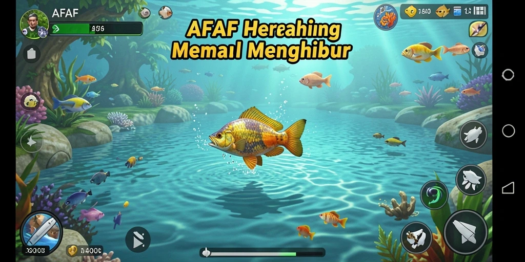 Screenshot gameplay AFAF menampilkan suasana memancing yang menarik.