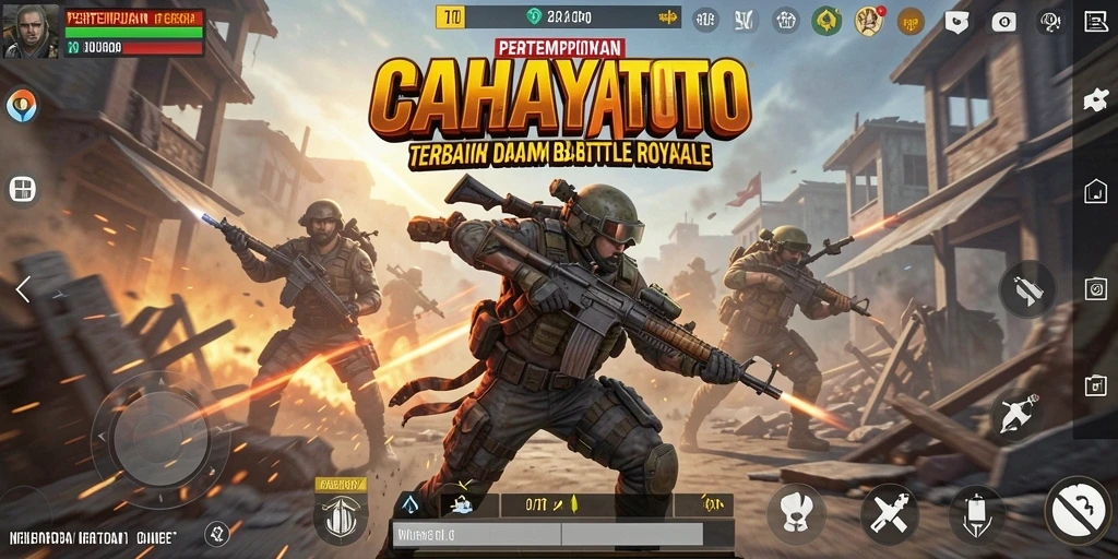 Screenshot utama menunjukkan intensnya gameplay Battle Royale CAHAYATOTO.
