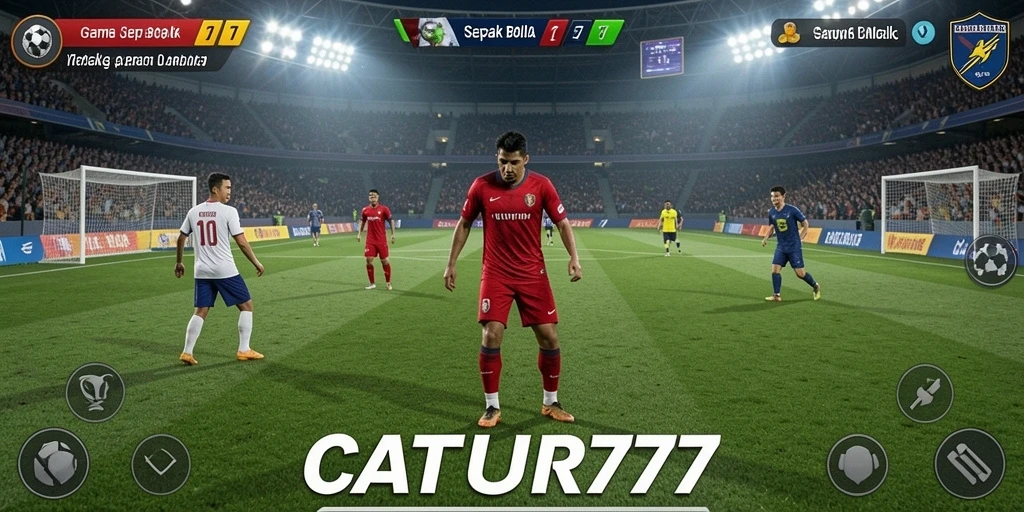 Gameplay seru dari CATUR777 yang menampilkan pertandingan sepak bola.