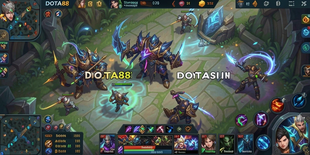 Tampilan gameplay <strong>DOTA88</strong> yang menunjukkan strategi dan pertempuran seru.