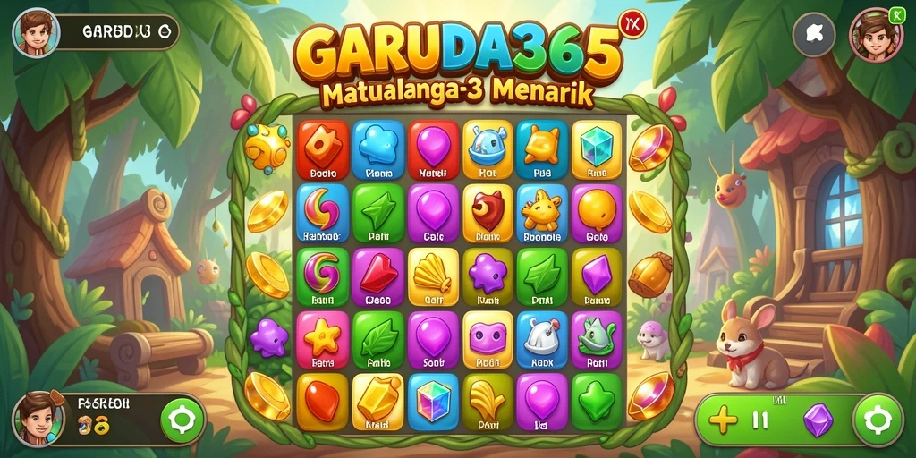 Tampilan gameplay seru di GARUDA365 dengan mekanisme Match-3.
