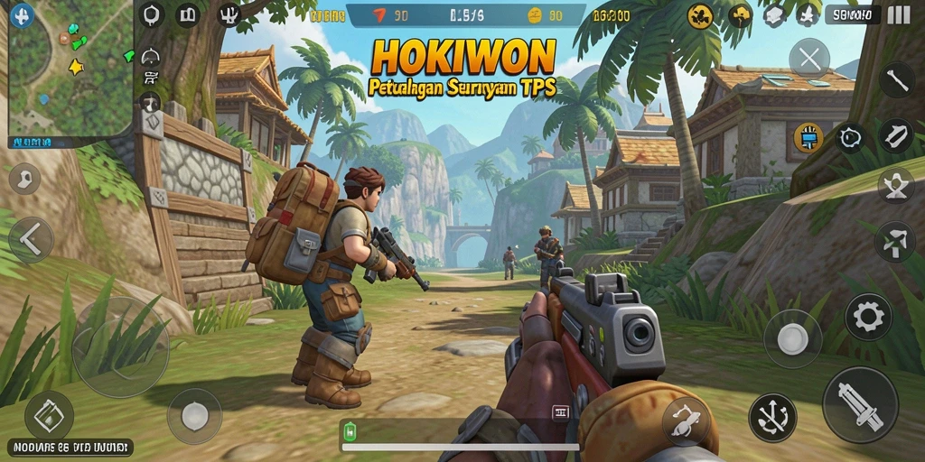 Tampilan gameplay HOKIWON dengan aksi seru dan karakter menarik.