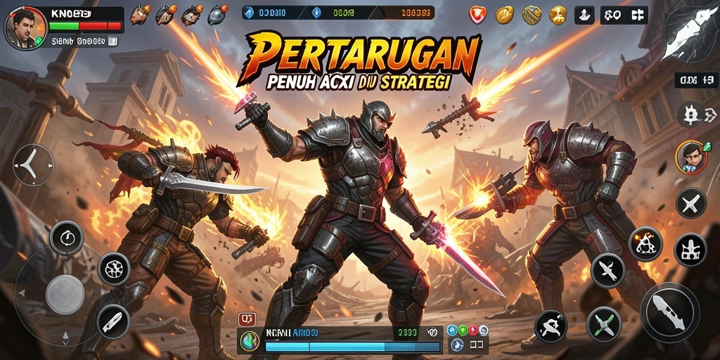 Gameplay KNO89 menunjukkan aksi pertarungan yang intens dan strategis.
