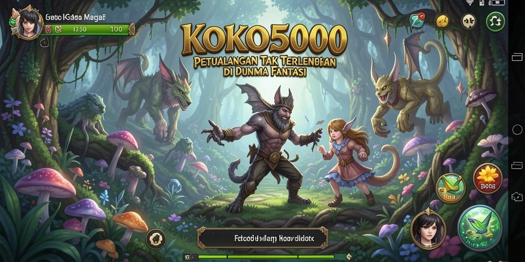 Tampilan screenshot KOKO5000 menunjukkan suasana petualangan yang epik.
