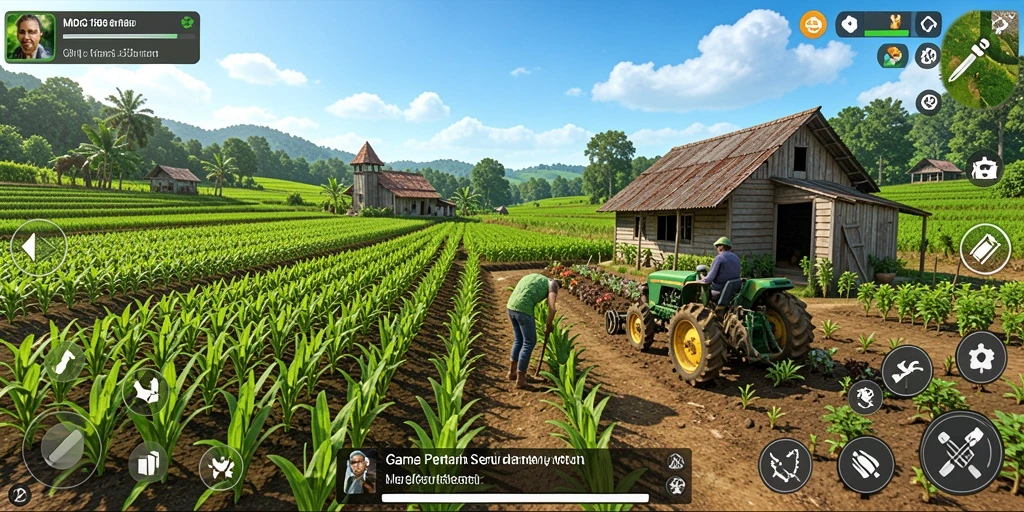 Tampilan gameplay MDG188 yang menarik dengan aktivitas pertanian.