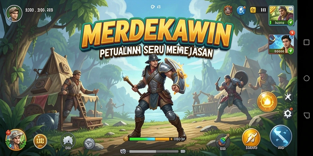 Screenshot gameplay menampilkan aksi petualangan seru di MERDEKAWIN.