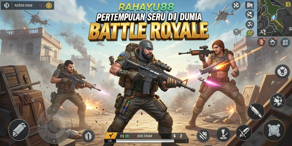 Screenshot menunjukkan aksi seru dalam gameplay Battle Royale RAHAYU88.