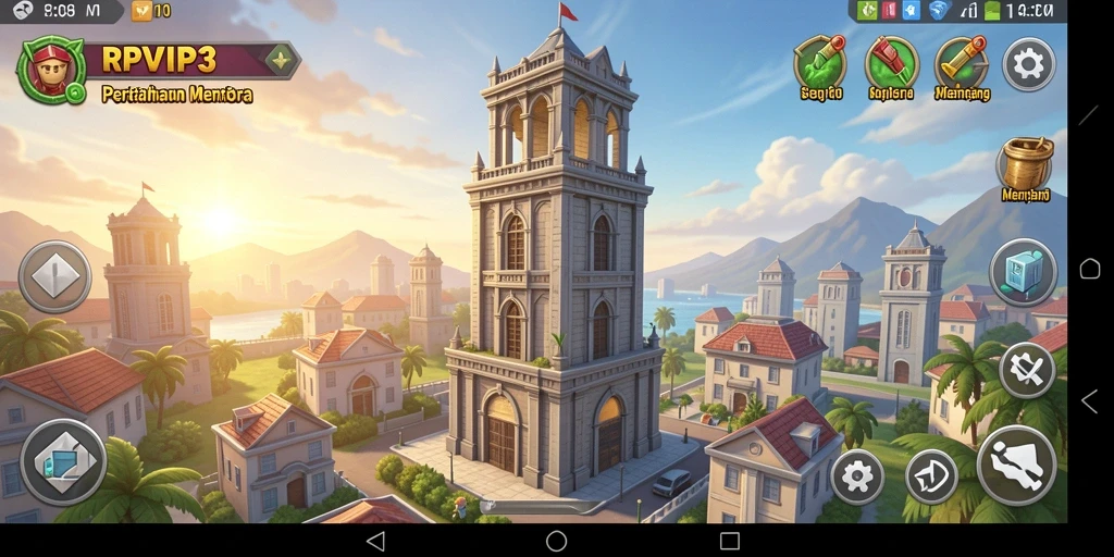 Screenshot utama RPVIP3 menunjukkan aksi seru dalam strategi Tower Defense.