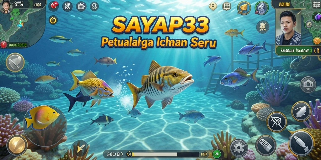 Screenshot utama SAYAP33 menunjukkan aksi menembak ikan yang seru.